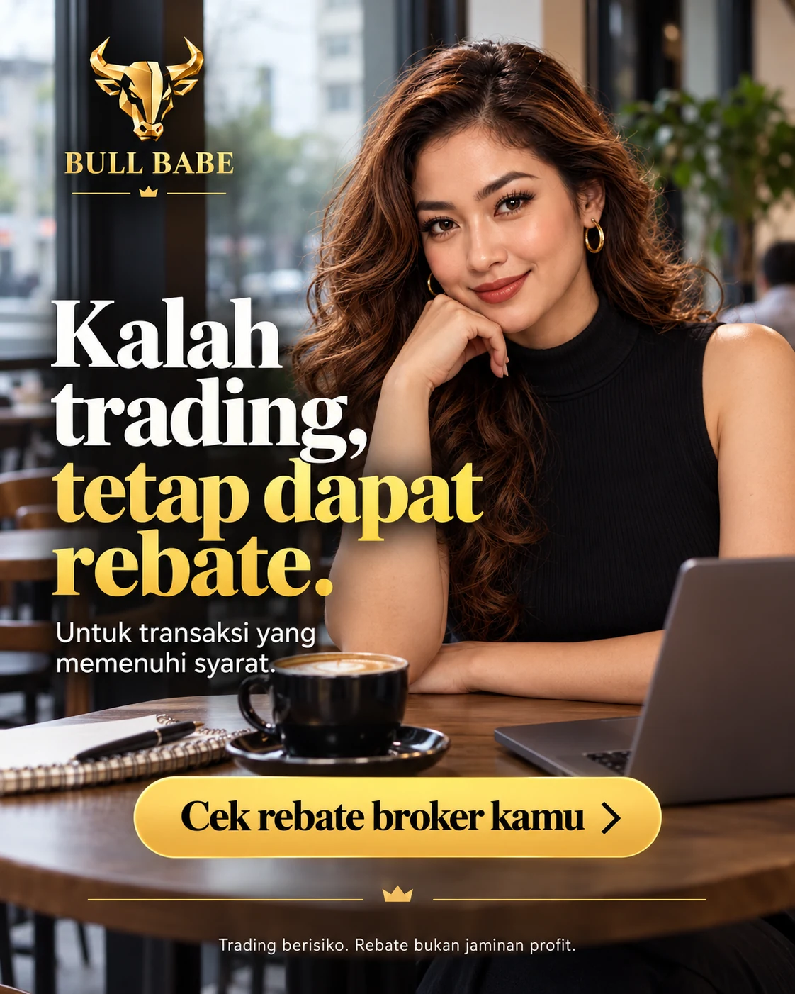 Kalah trading, tetap dapat rebate. Untuk transaksi yang memenuhi syarat. Cek rebate broker kamu. Trading berisiko; rebate bukan jaminan profit.