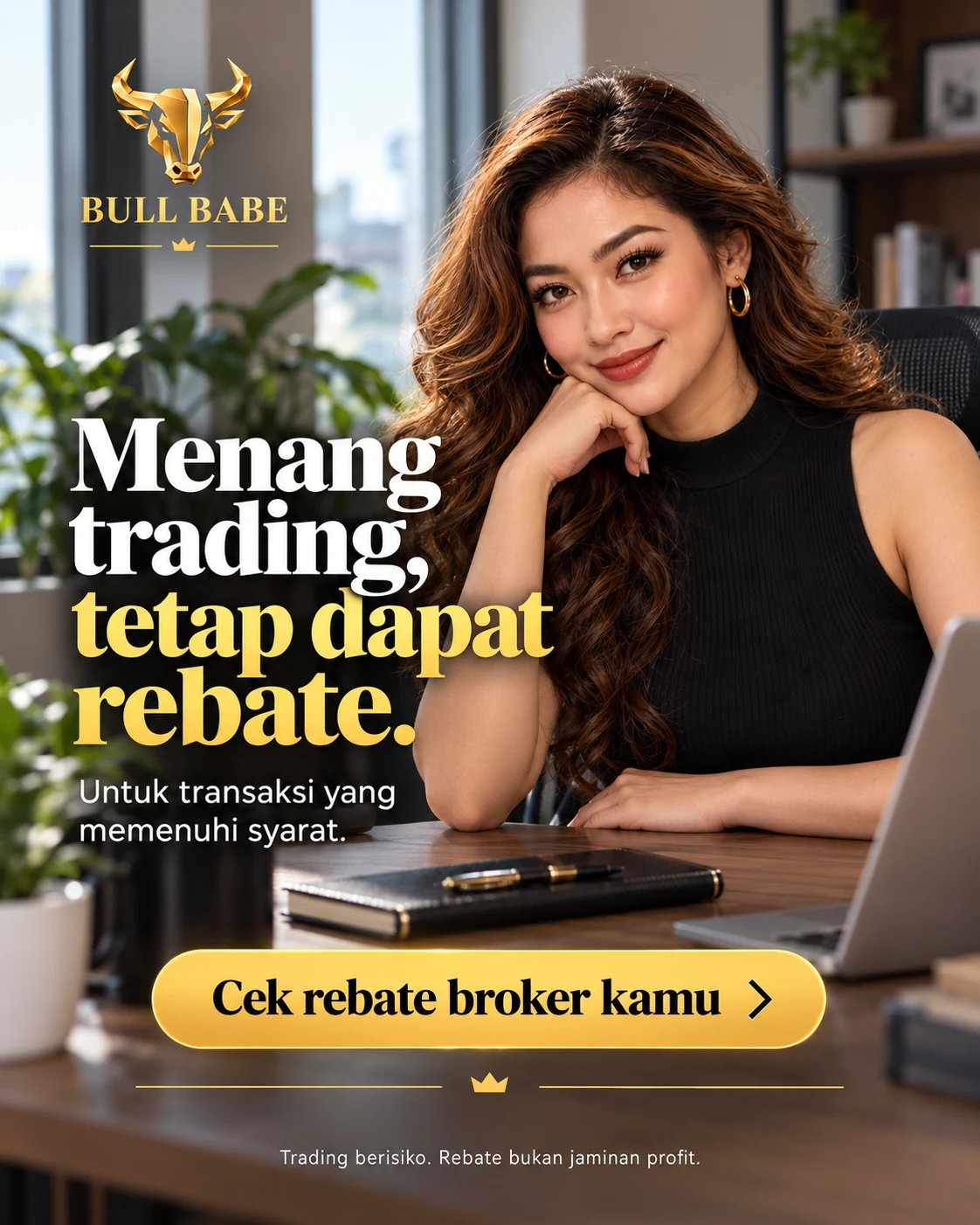 Menang trading, tetap dapat rebate. Untuk transaksi yang memenuhi syarat. Cek rebate broker kamu. Trading berisiko; rebate bukan jaminan profit.